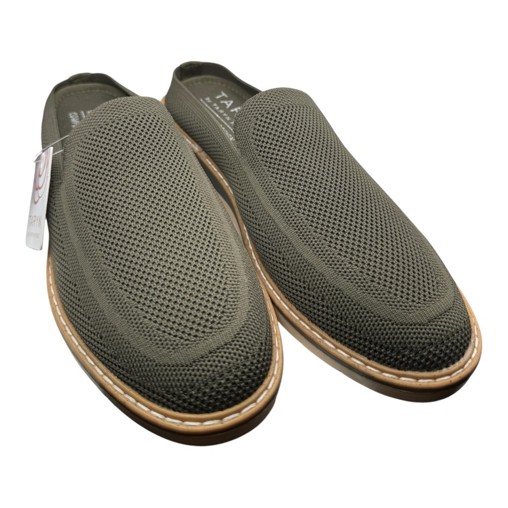 Taryn Rose Knit Comfort‎ Slip On Loafers Mule Shoes Olive Green Size 6.5 NEW